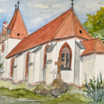 Die Eutritzscher Christuskirche aus Perspektive des Innenhofes, man steht mit dem Rücken zur Delitzscher Straße © Regina Stamm